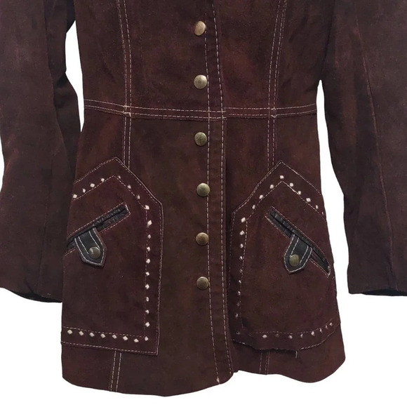 Montgomery Ward The Tannery Leather Coat Cowgirl Western Vintage - Picture 7 of 9